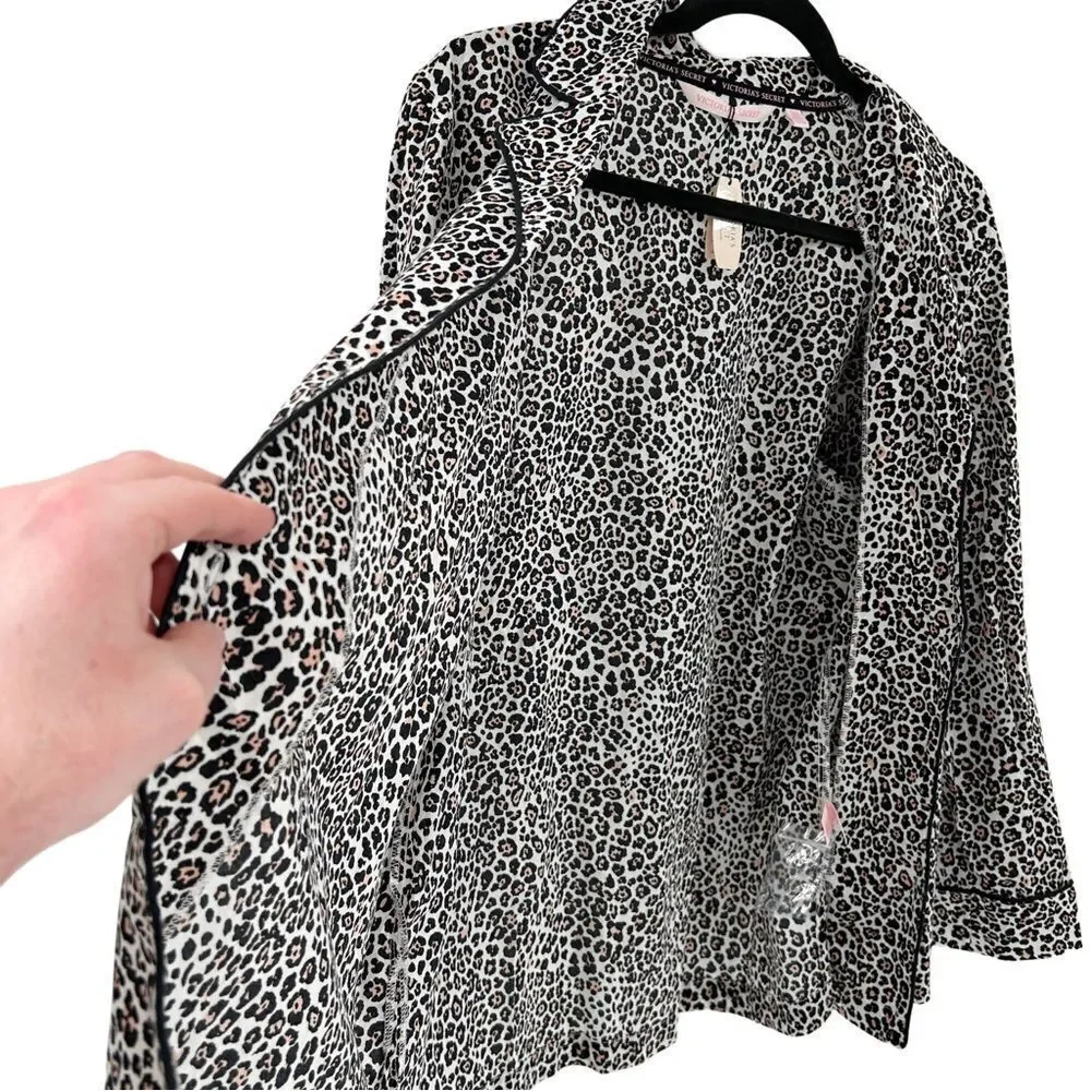 Victoria's Secret Leopard Cheetah Print Button Down Pajama Top NWT Size Medium